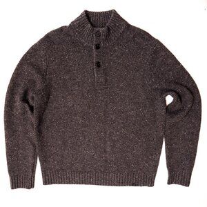 Neiman Marcus 100% Cashmere Sweater Men's Large Mock Neck 3-button PERFECT